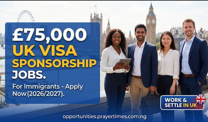 Apply for £75,000 UK Visa Sponsorship Jobs For Immigrants - Work and Settle in UK (2026/2027)