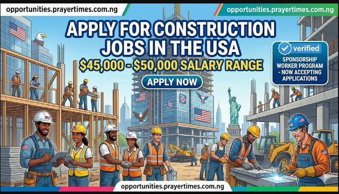 Apply for Construction Jobs Paying $45,000 - $50,000 in the USA Sponsorship Worker Program